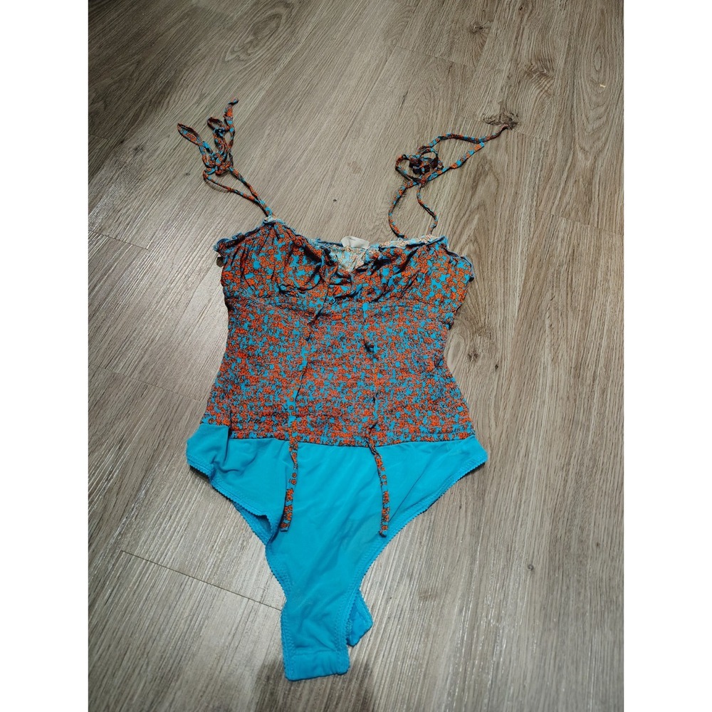 Free People Intimately Bodysuit Orange Floral Women's Small S